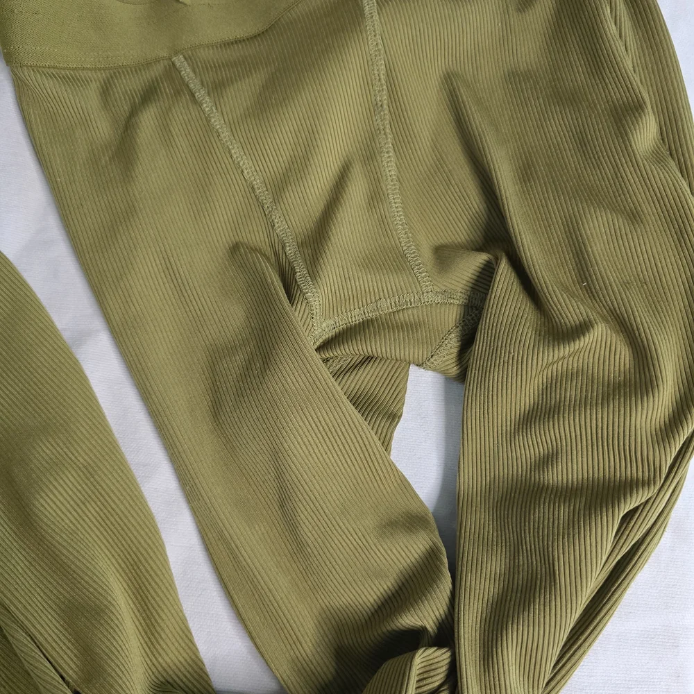 Olive Green Ribbed Bra & Leggings Set | Size Small | Lounge or Workout - Picture 2 of 6